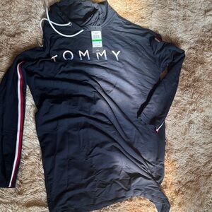 Tommy Hilfiger Navy Long Sleeve Top with Red and White Accents